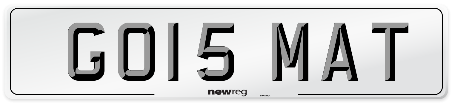 GO15 MAT Number Plate from New Reg
